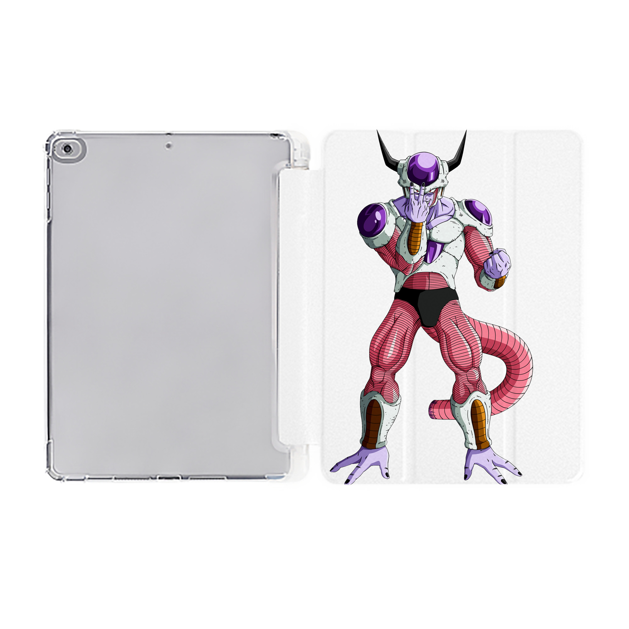 （画像用） ドラゴンボール フリーザ DRAGON BALL Frieza IPad ケース ペン収納付き 三つ折りスタンド PUレザー×シリコン 対応機種9.5/10.5/10.9インチ